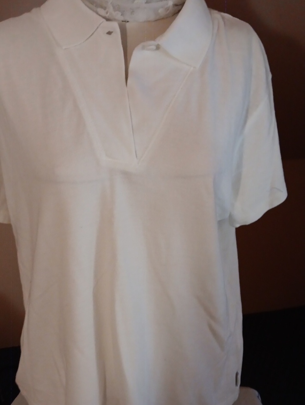 Woolrich White Short-Sleeve Polo with V-Placket